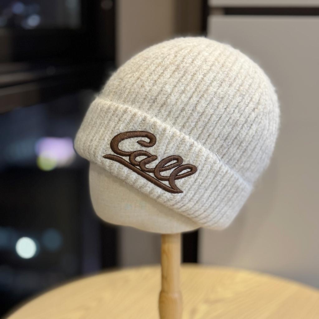 New Embroidered Letter Knitted Hat for Women Autumn and Winter Street Warm Woolen Hat for Students Thickened Ear Protection Hood Cold Hat