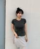 AWESOME STUDIO Pigment Ribbed Graphic T-Shirt Charcoal