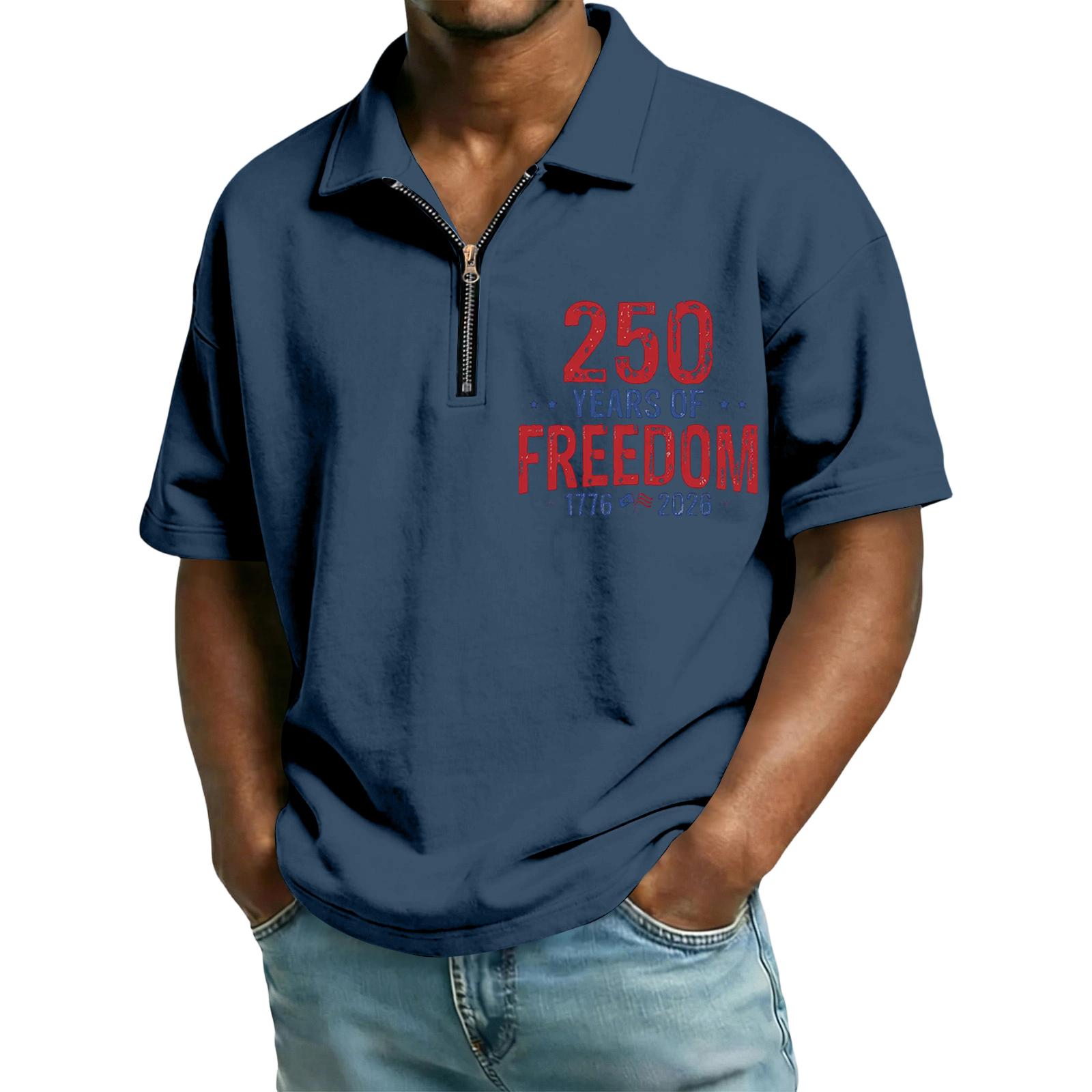

Men s Collared Short Sleeve , Independence Day Flag Letter Print Loose Casual Summer Tops XXL