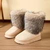 Hot-selling women's fluffy snow boots winter plush warm cotton shoes thick-soled non-slip comfortable outdoor plush shoes