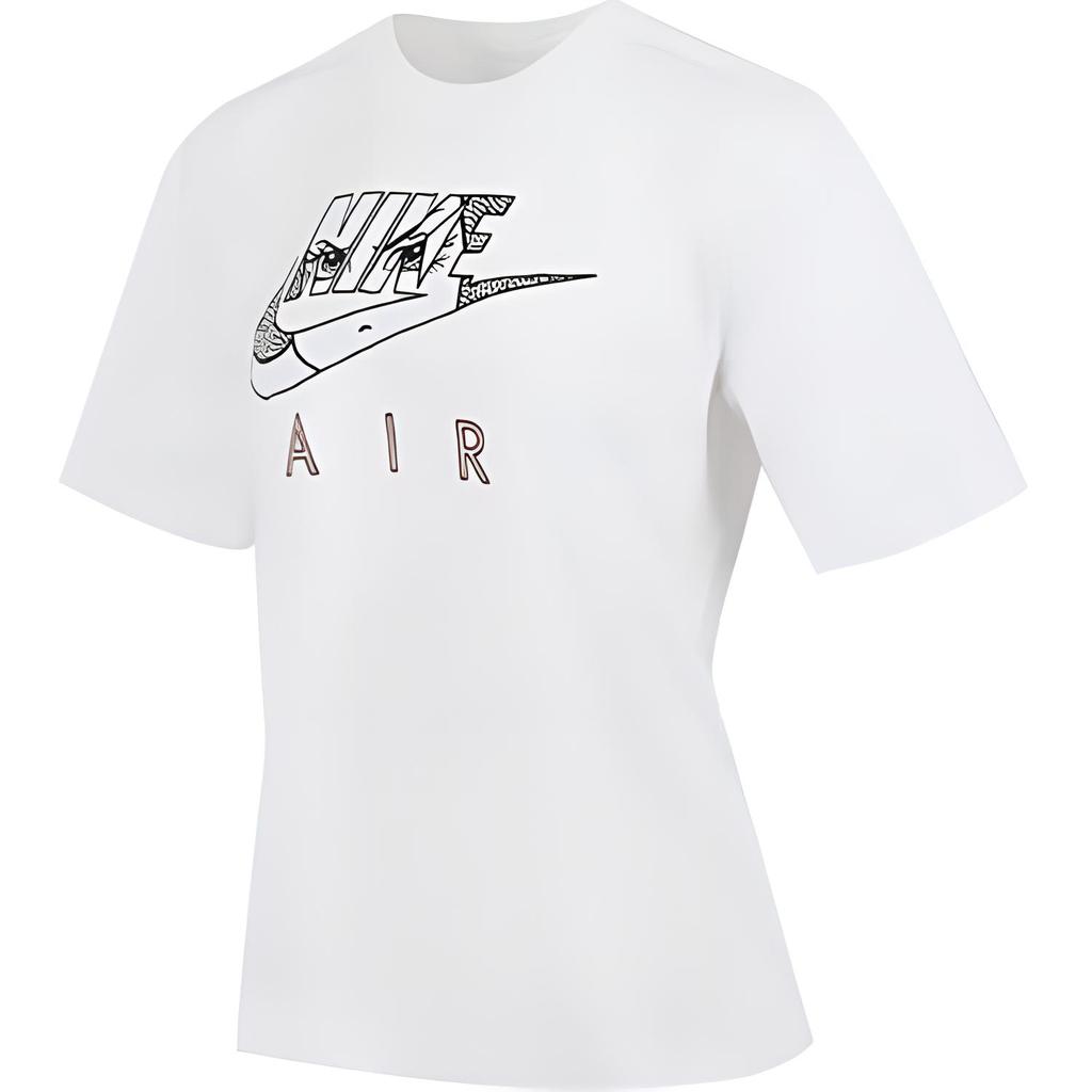 Nike Sportswear Boxy Large Logo Print Crew Neck Short Sleeve T-Shirt Women Tops White DQ3269-100