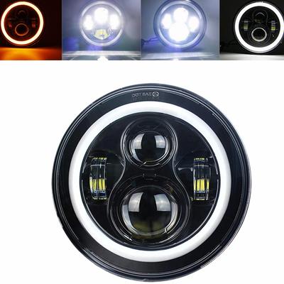 Universal 7 Inch Led Car Motorcycle Headlight DRL H4 Headlamp For Harley BMW Yamha Honda 7.5" Headlights Bracket Retro Bucket