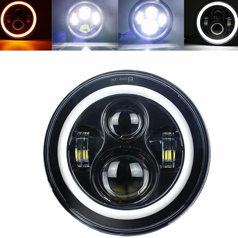 Universal 7 Inch Led Car Motorcycle Headlight DRL H4 Headlamp For Harley BMW Yamha Honda 7.5" Headlights Bracket Retro Bucket