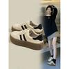 Platform Casual Board Shoes Women's Spring 2025 New Leather Versatile Height Increase Soft Sole German Training Shoes Women's Sports Shoes