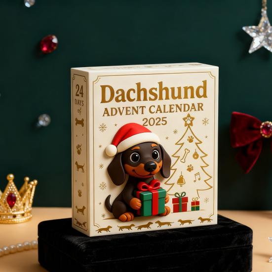2025 Dakhund Adventskalender 24 Dagers Nedtellingskalender med 3D Akrylpynt Juletrepynt Unik Gave til Hundelskere