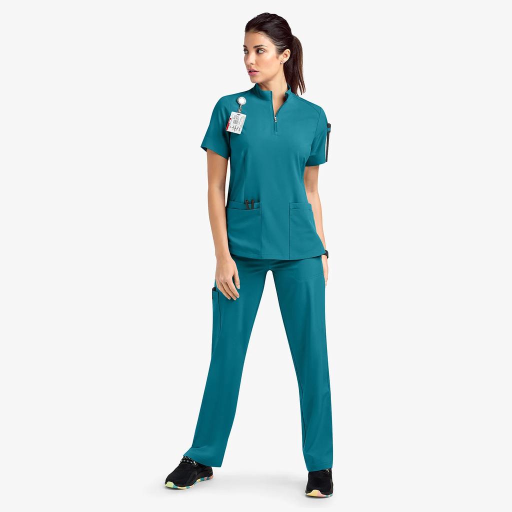 Short-sleeved Surgical Clothing Beauty Salon Nursing Clothing 2024 Summer Casual Stand-up Collar ZipperHospital Nurse Overalls