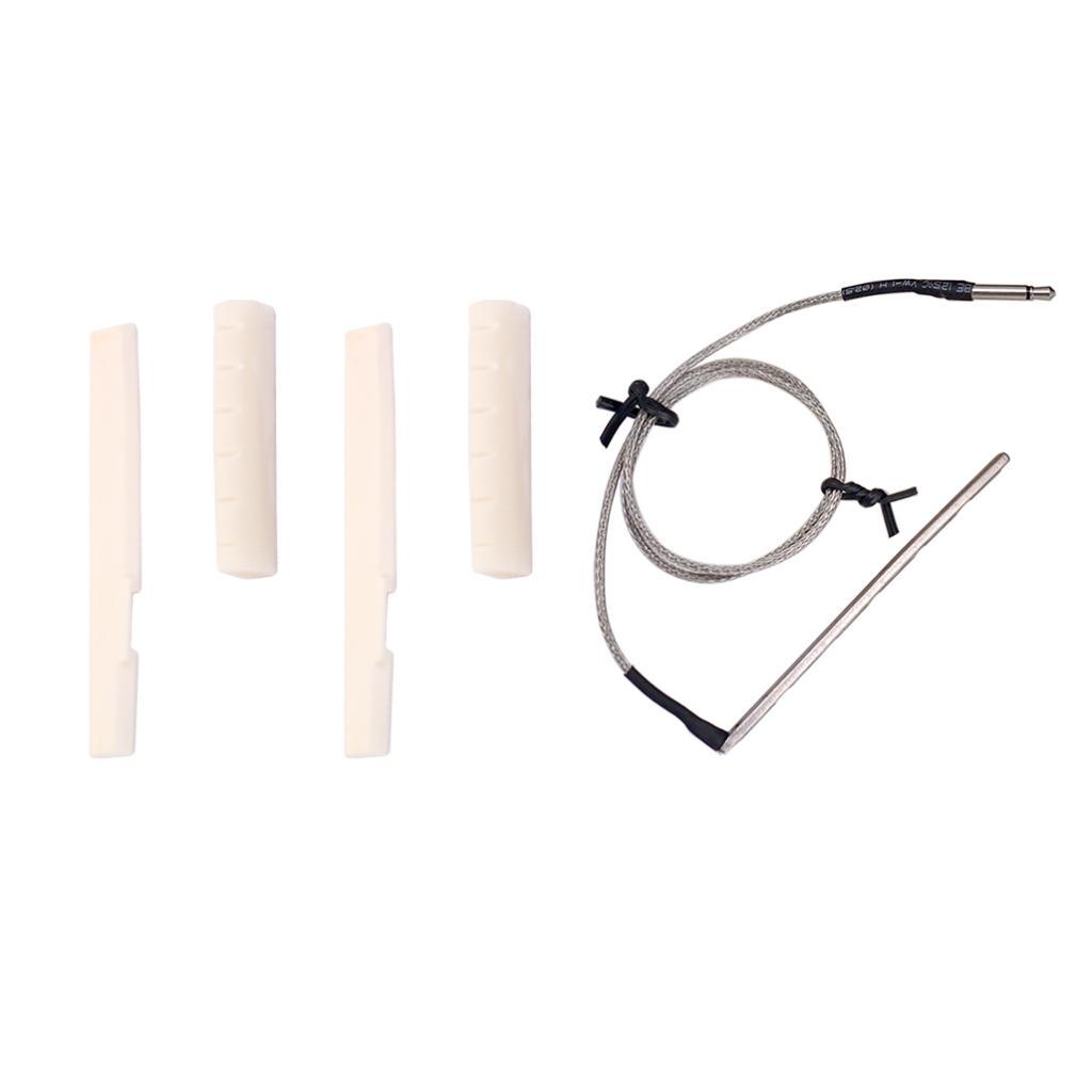 Rod Piezo Pickup & 2 Sets Saddle Nut for Acoustic Cigar Box Guitar EQ