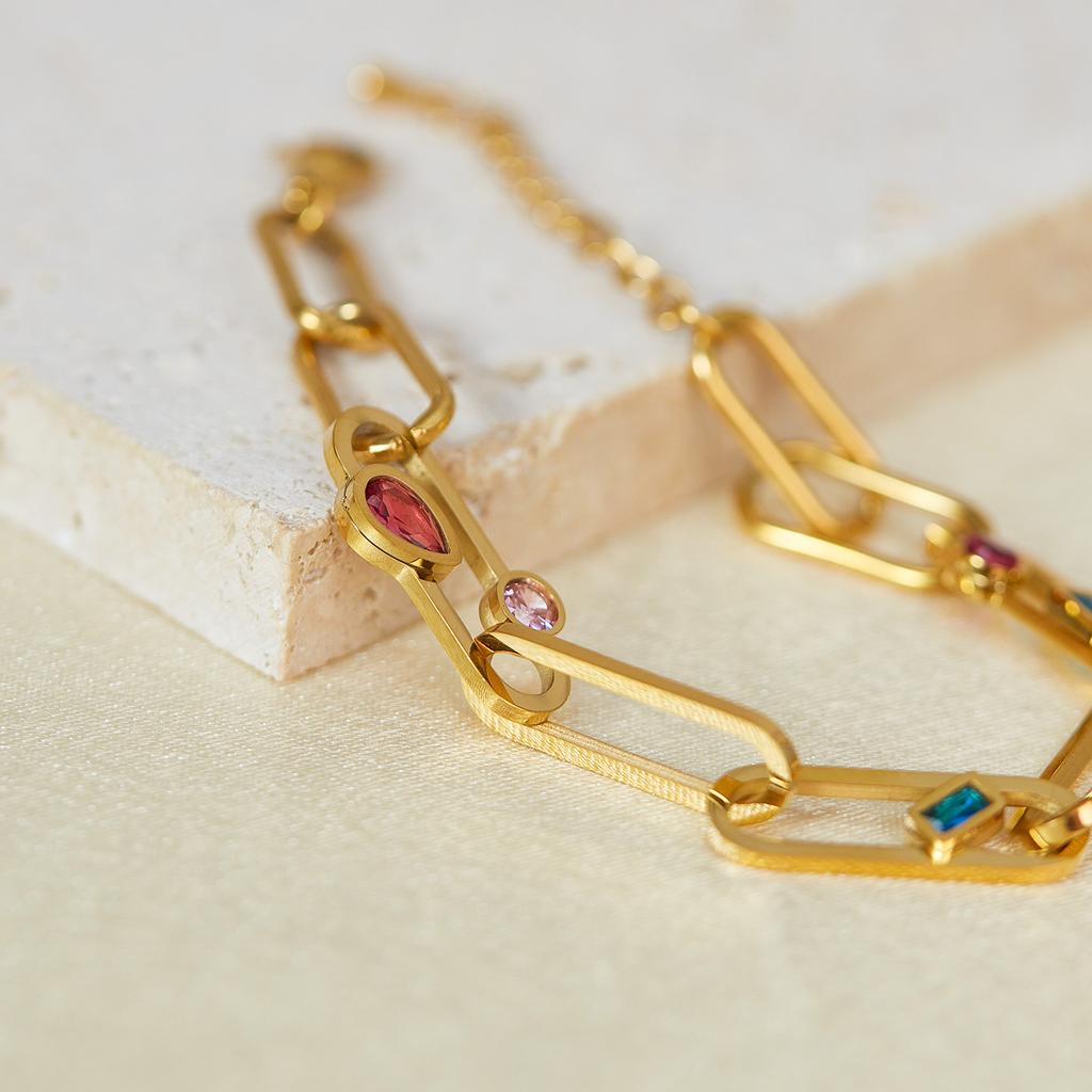 Titanium Steel Return Buckle Jewelry Stainless Steel High-End Color Zircon Bracelet Female