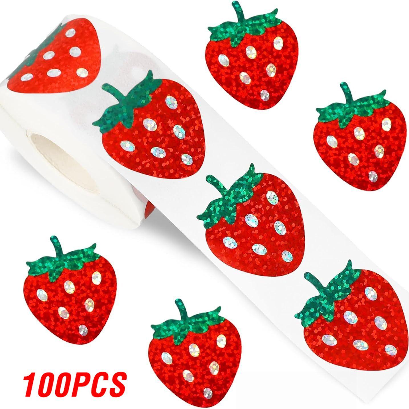 100-500Pcs High-Quality Red High-Quality Laser High-Quality Strawberry High-Quality Shaped High-Quality Sticker High-Quality Decoration High-Quality