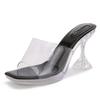 Wine Glass And Super High Heels Waterproof Table Transparent Crystal Fish Mouth Sandals Model Catwalk Slippers Female Summer