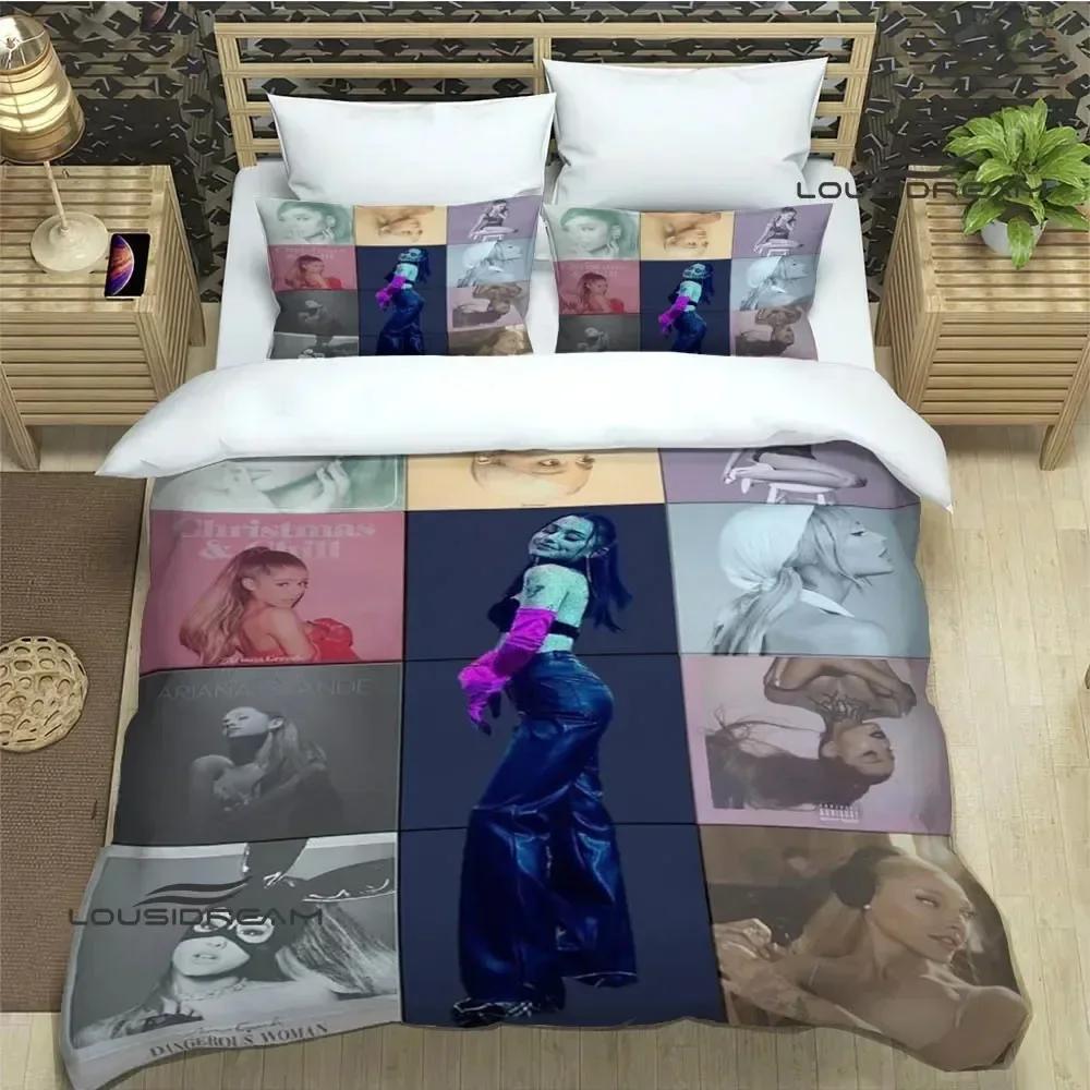 Ensembles de literie imprimés de la chanteuse Ariana Grande Ensemble exquis de fournitures de lit Housse de couette Ensemble couette Ensemble de literie Cadeau d'anniversaire de luxe