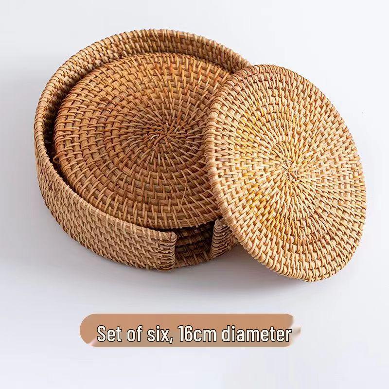 Handgefertigter vietnamesischer Rattan Hitzeschutz-Untersetzer für Ess- und Teegeschirr