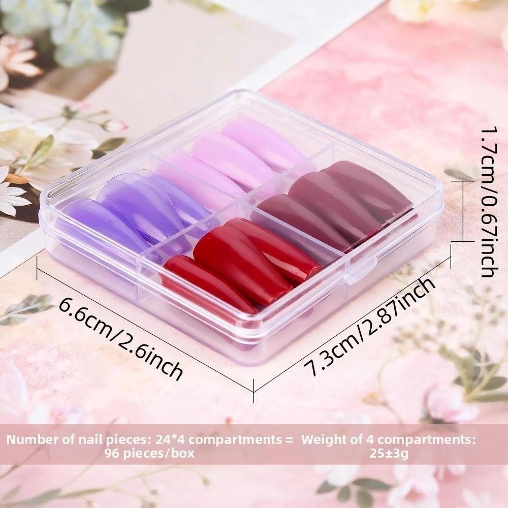 96pcs Coffin Ballet Full Cover Nail Tips Mix Color Fake Nials New Press on Nails Woman DIY Nail Art