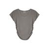 V-neck front shoulder short-sleeved T-shirt women's summer 2025 new slim-fitting and thin pleated solid color versatile short top