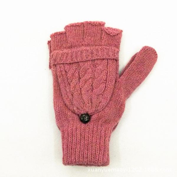 Wool Gloves Men'S And Women'S Snowflake Flip Dual-Purpose Thermal Half-Finger Gloves Deer Knitted Split-Finger Gloves