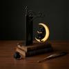 Decorative Metal Bookends for Shelves Gothic with Hanging Light, Cat Raven Ghost Unique Study Room Accessories Bookshelf Lamp, Vintage Church