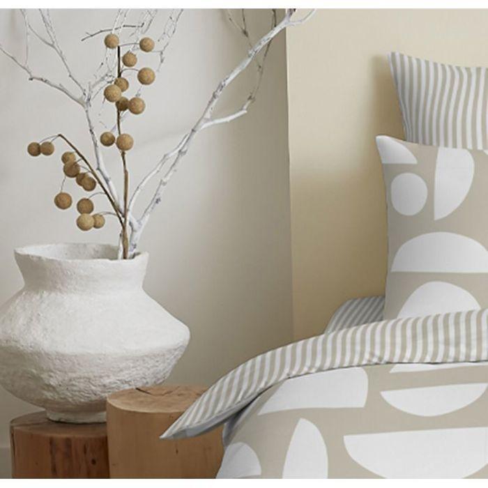 Pack complet housse de couette réversible pour lit 140 x 190 cm Mykonos naturel