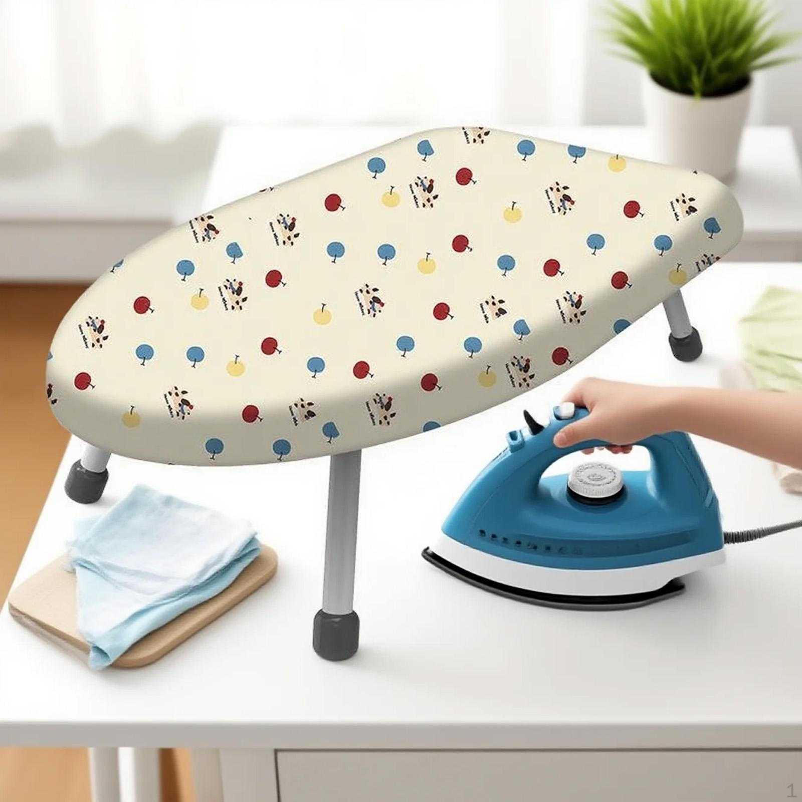 Small Tabletop Ironing Board Foldable Iron Heat Resistant Cover for Laundry Room