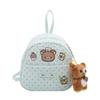 Schoolbag Korean Polka Dot Ins Cute Fresh Mint Green Polka Dot Bear Schoolbag High Value Commuter Large Capacity Backpack