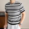 Summer Short Sleevet Crew Neck Striped Vintage Casual Versatile Fashion Top