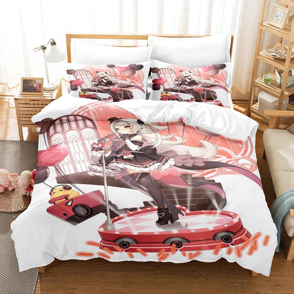 

3d Print Kawaii Girl Azur Lane Bedding Set Single Twin Full Queen King Size Bed Set Adult Kid Bedroom Duvet Cover Sets EU single(135x200cm)