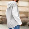 Women's Solid Color Hooded Drawstring Button Casual Pullover Top Sweatshirt