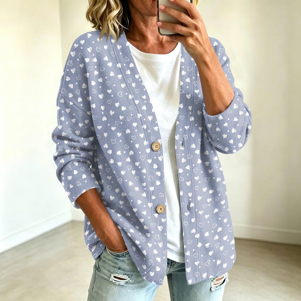 Women's Casual Vintage Floral Print Button Front Jacket for Everyday Outfits