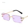 Latest Fashion Vintage Rectangle Sunglasses Rimless Frameless Gradient UV400 Shades Summer Traveling Sun Glasses for Women gafas