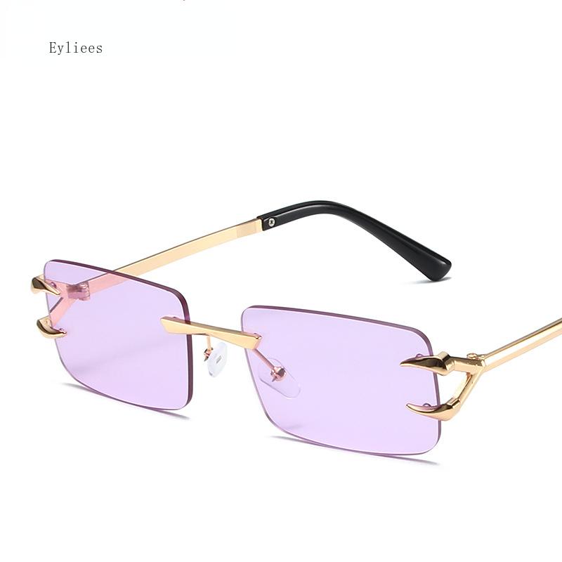 Latest Fashion Vintage Rectangle Sunglasses Rimless Frameless Gradient UV400 Shades Summer Traveling Sun Glasses for Women gafas