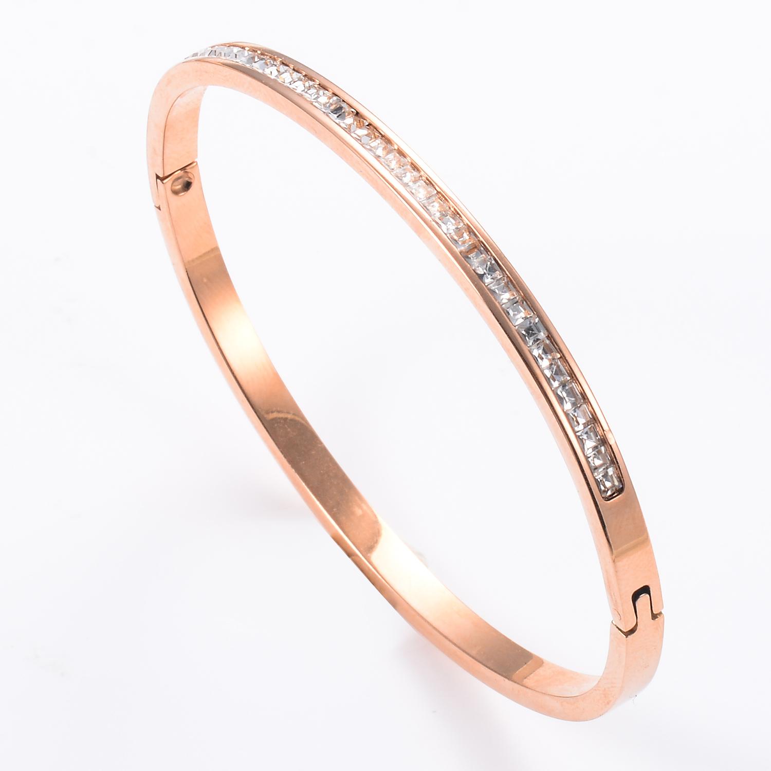 

3.6mm Wide Open Bangle Stainless Steel Inlaid Zircon Bracelet Dainty Bracelets Trendy Jewelry Women Girl Gifts Waterproof