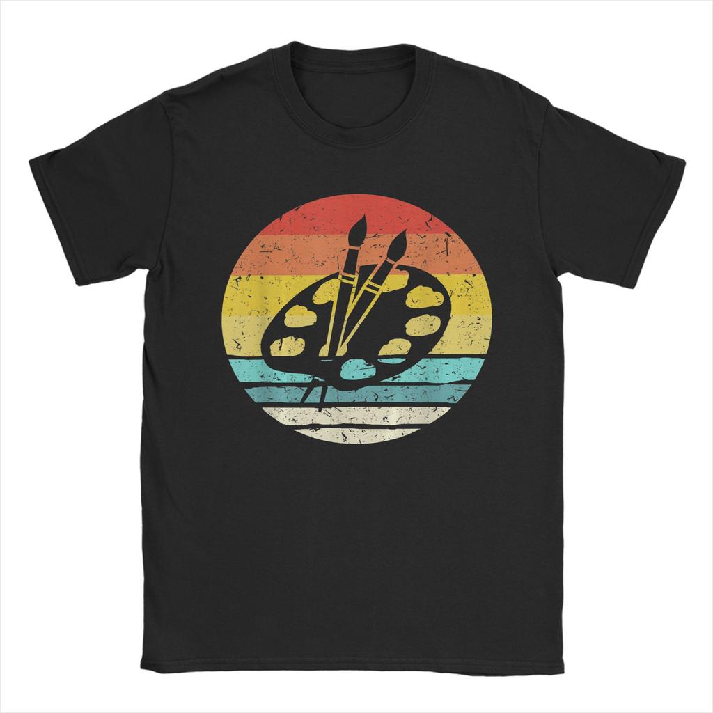 Vintage Retro Sunset Paint Palette T Shirt Men 100 Cotton Novelty TShirt Round Neck  Tees Short Sleeve Tops Gift Idea