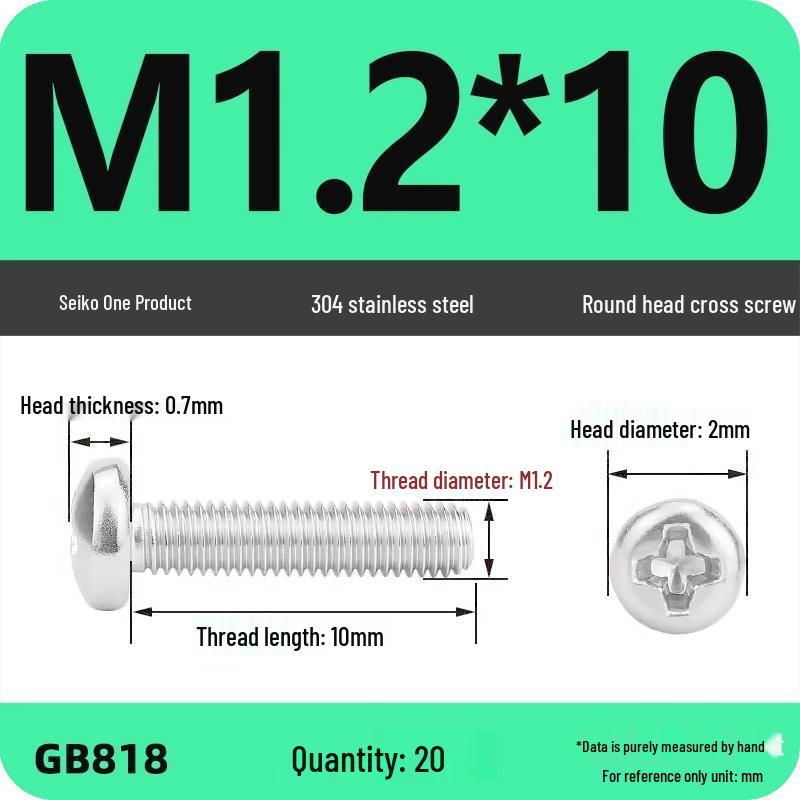 Phillips Pan Head Machine Screws, 304 Stainless Steel, Sizes M1-M10