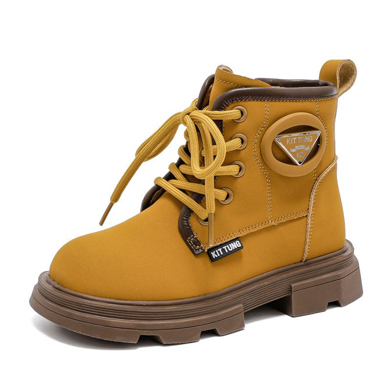 New children's leather boots,  velvet girls' boots