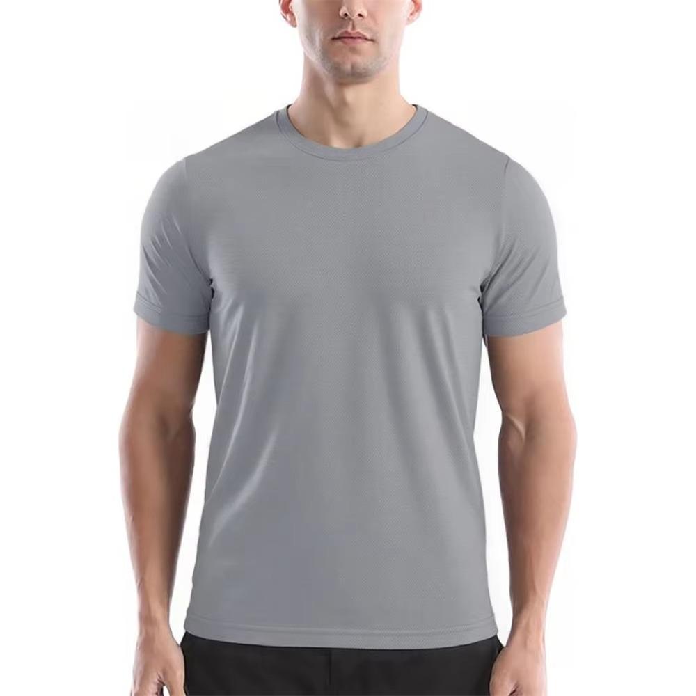 Summer Men's Quick Dry T-shirt Breathable Lightweight Sports Tees Round Neck Solid Color Short Sleeve Tops Cozy T-shirt