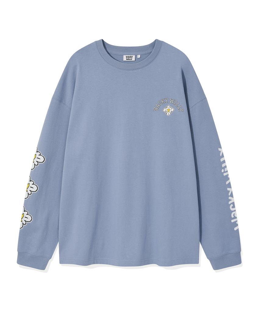 WACKY WILLY Kiki Arm Graphic Long Sleeve Light Blue