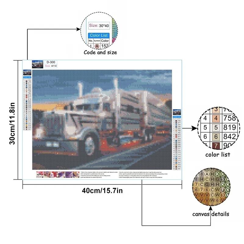 One 11.8x15.7 Inch 5D DIY Diamond Painting Truck Embroidery Cross-stitch, Embroidery Kit, All Rhinestone Diamond Painting, Manual Home Decoration Gift