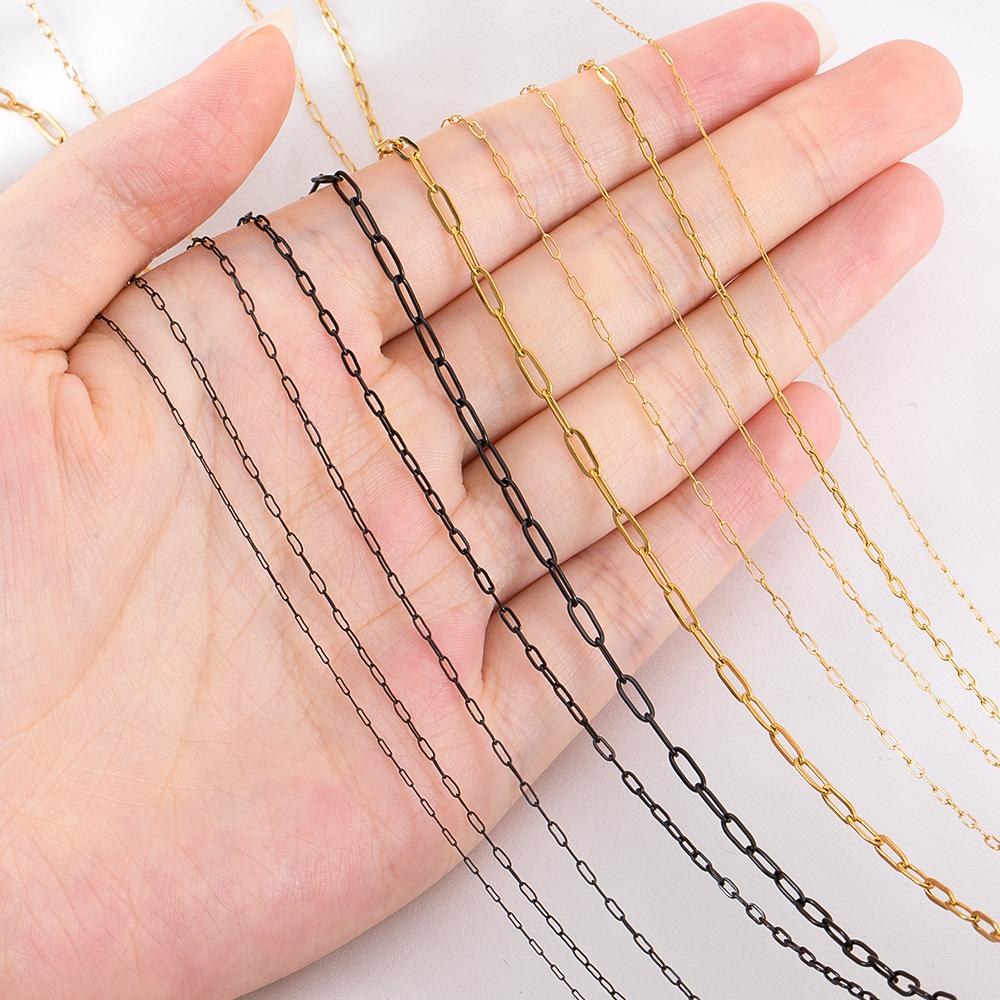 0,5M 1M 2M Pozlacený Nerezový Více Tenký Rámový Článkový Řetízek pro Vyšívání Výrobu Šperků DIY Náhrdelník Náramek na Kotník Páskový Řetízek