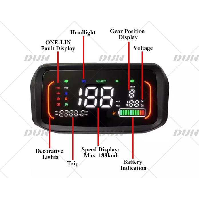 48V 60V 72V 84V 96V 108V KMH/MPH One-LIN Geschwindigkeitssensor LCD Tacho Anzeige für Elektroroller Motorrad