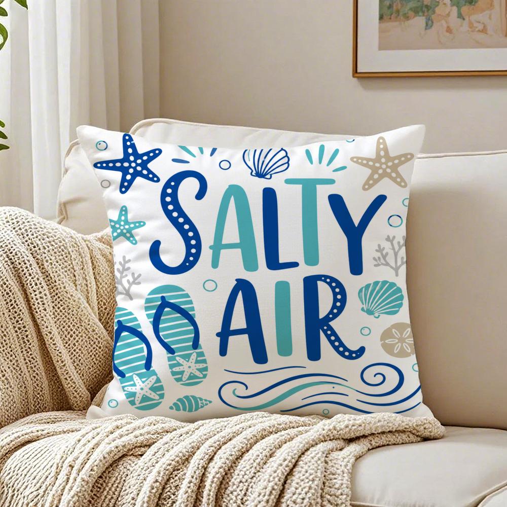 Ocean Beach Theme Pillow Case Breathable Organic Short Plush Cushion Covers Machine Washable WrinkleResistant Soft Durable