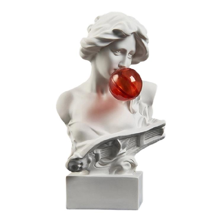 Unique Resins Blowing Bubble Greek Figurine Classical Greek Bust Sculpture for Adding Fun to Desk and Living Space