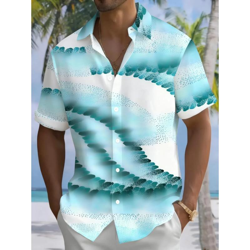 Men s Summer Fashion Beach Shirt Man Short Sleeve Hawaiian Casual Tropical Print Lightweight Breathable S
