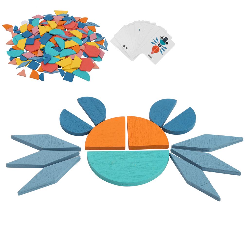 Wooden Pattern Blocks Set Geometric Shape Puzzle Educational Jigsaw Puzzle ToyJigsaw Puzzle Toy