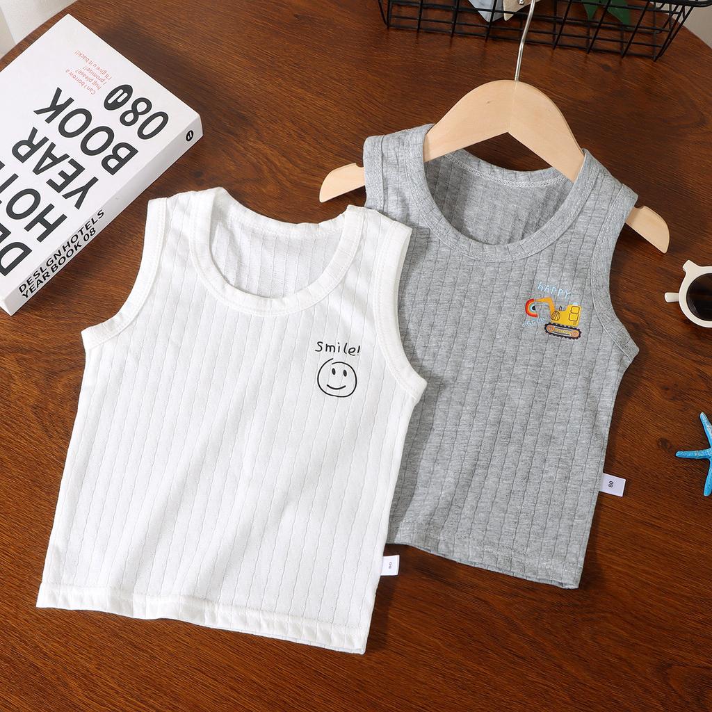 Children'S Vest Colored Cotton 7A Antibacterial Baby Vest Four Seasons Boys And Girls Bottoming Shirt Home Vest Single Top