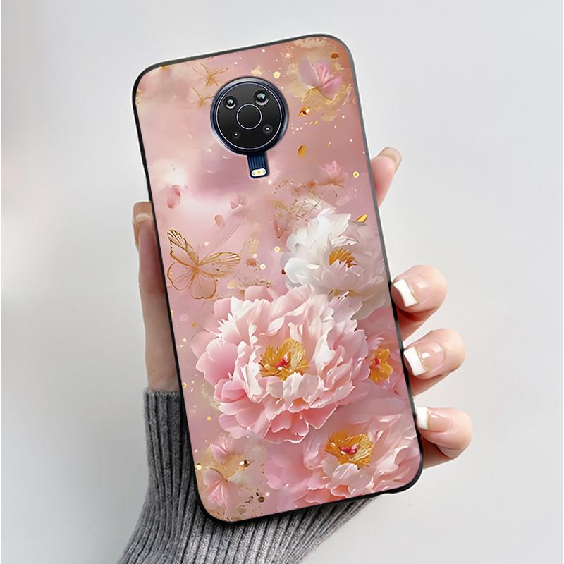 Printed Phone Case For Nokia G10 / Nokia G20 / Nokia 6.3 Fundas Soft Silicone Black Shell Cover Cute Flower Cartoon Casing Coque