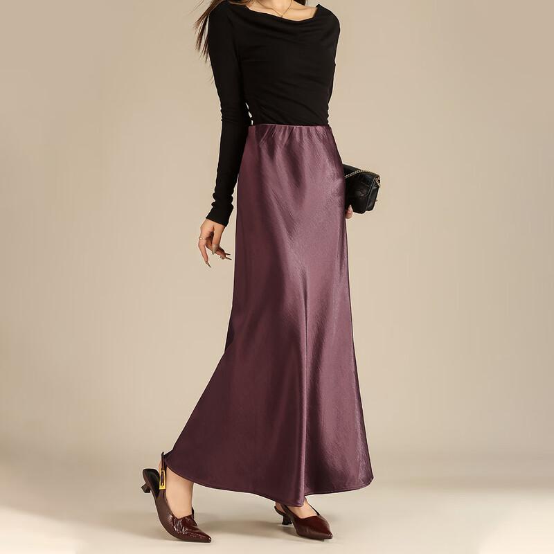 

TERRE BLEUE Women s Satin Imitation Acetate Midi Skirt M