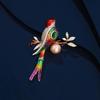 Elegant Chinese Style Colorful Magpie Pearl Brooch - Unique Women's Niche Design Pin Accessory