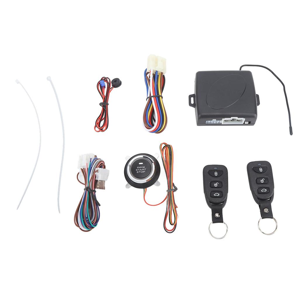 DC12V Keyless Entry Car Alarm System with Remote Engine Starter and Push To Start Iginition Button Bluetooth Type