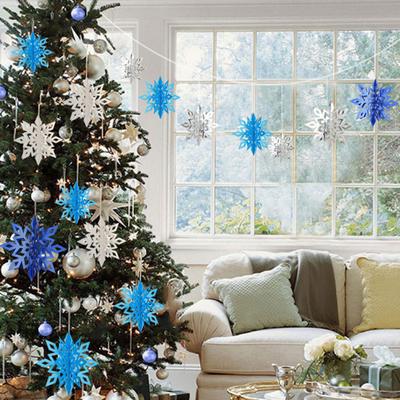 6 Pcs Christmas Snowflake Ornaments 3D Large Iridescent Paper Snowflakes Hanging Decoration for Winter Wonderland Christmas Party Holiday New