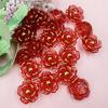 100pcs Colorful Bronzed Camellia And Rose Accessories, Transparent Three-Dimensional Flat Base, DIY Ancient Style Woven Hairpin Bouquet Materials