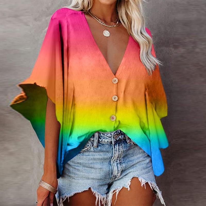 

Женские повседневные блузки с цветочным принтом больших размеров, летние топы с короткими рукавами и V-образным вырезом, летние топы, рубашки XXXXXL